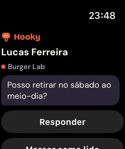 Uma notificação de mensagem com Responder e Marcar como lida